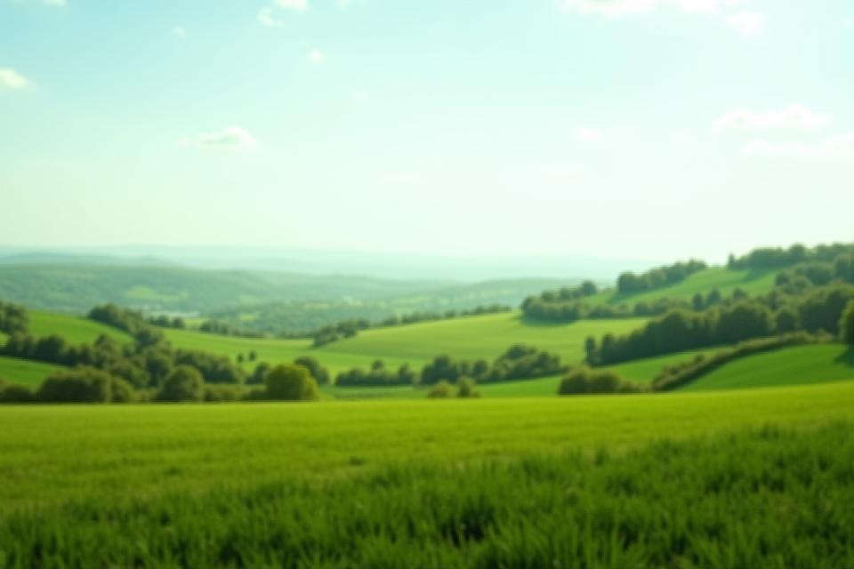 Rolling green hills countryside vista, ideal for rural scenes