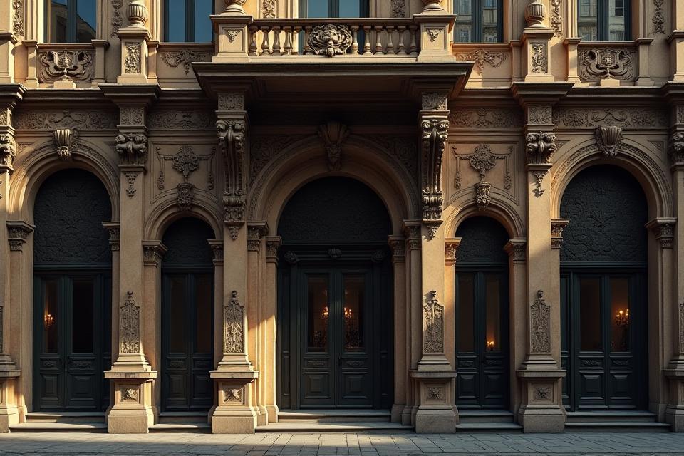 Historic European building facade, suitable for period dramas